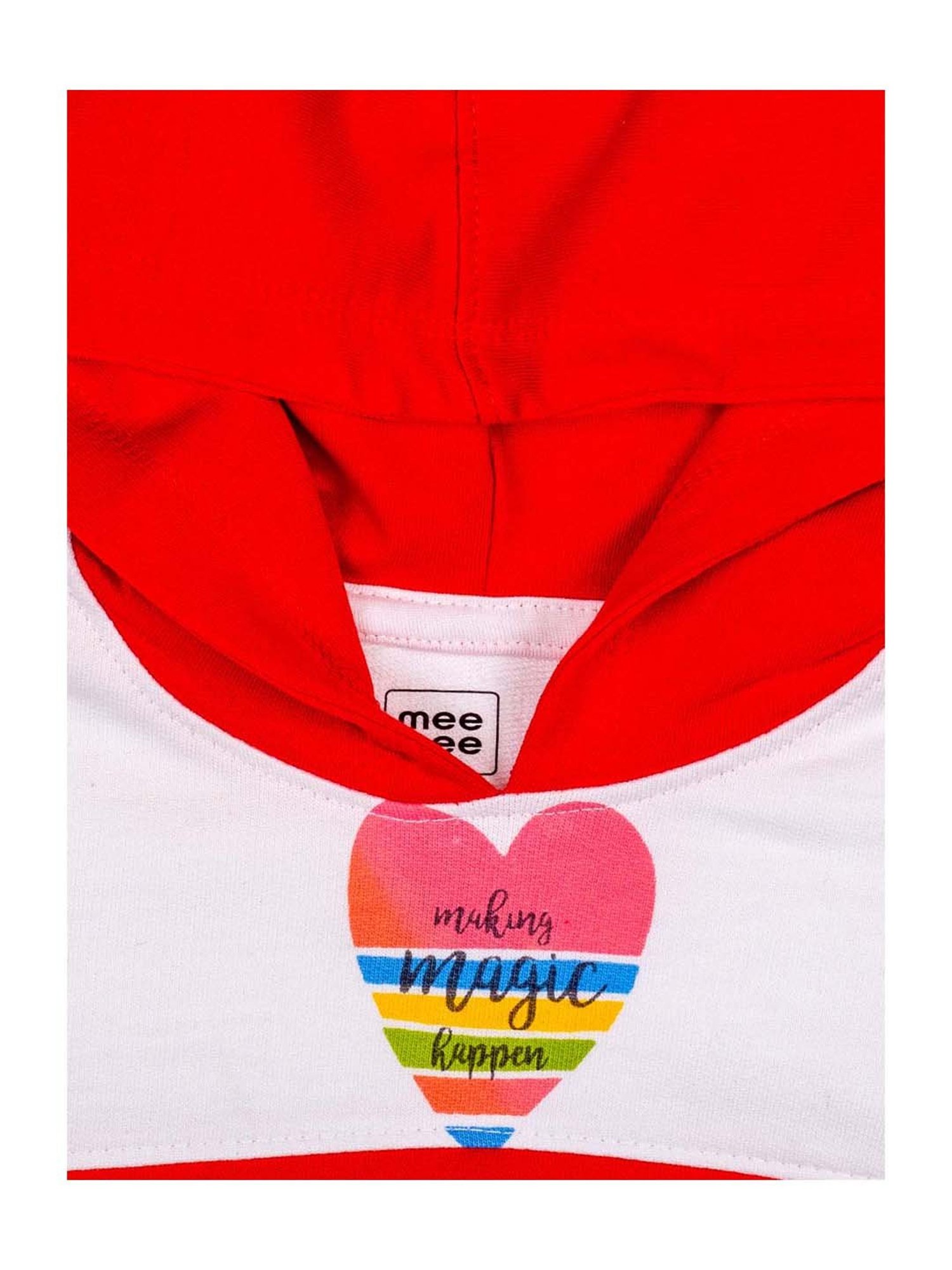 Mee Mee Kids Red Cotton Color Block Pattern Hoodie