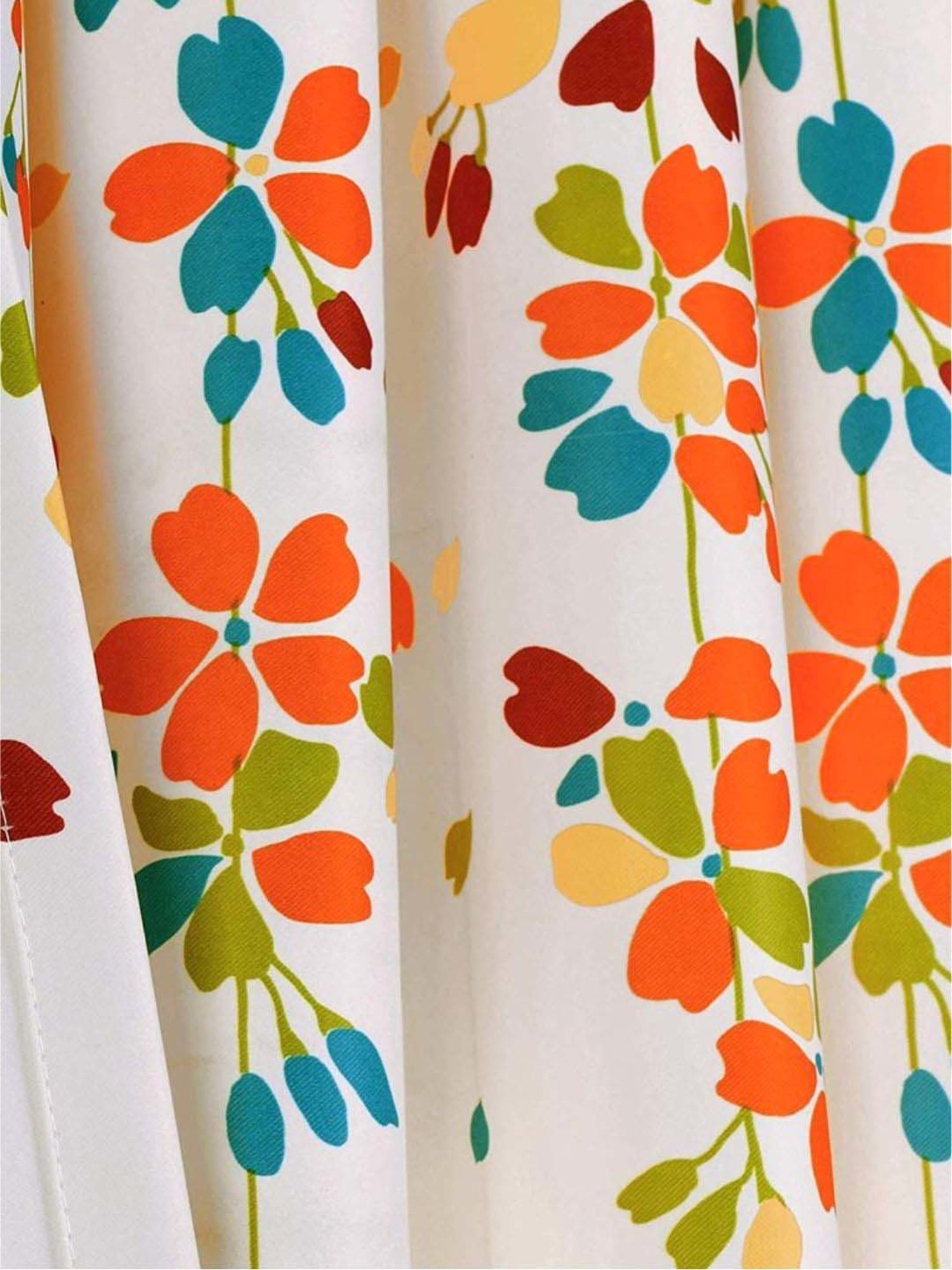 Urban Space Orange & White Polyester 7 Ft. Door Curtain With Stainless Steel Rings