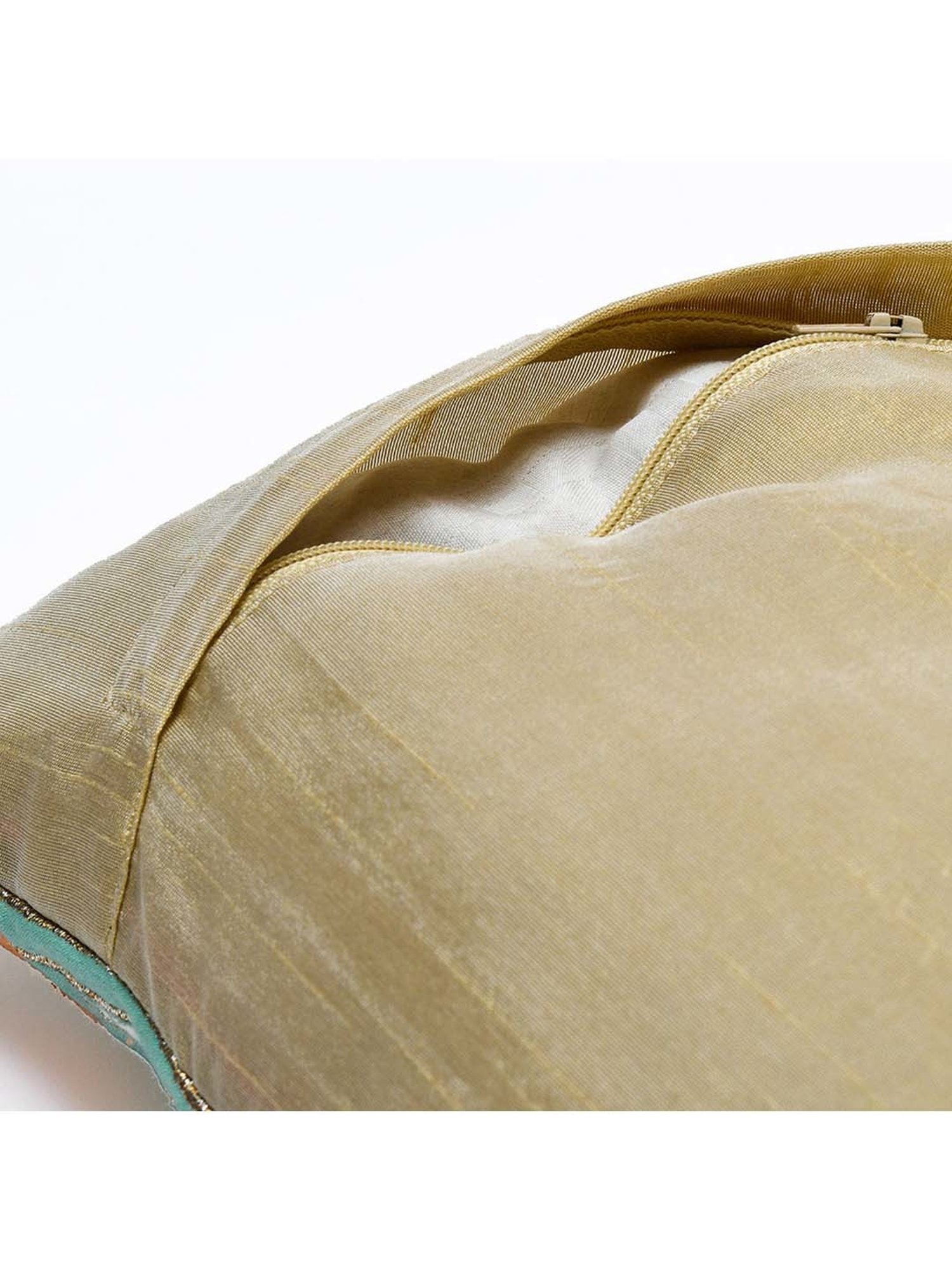 @home Nilkamal Green & Orange Cotton Cushion Cover