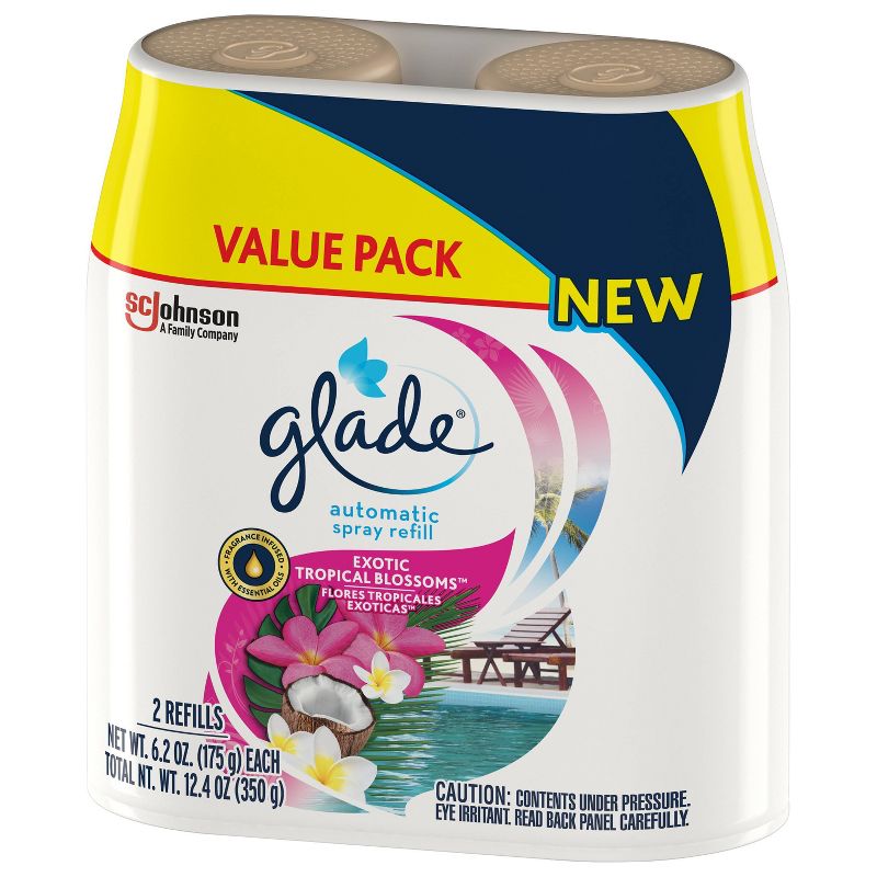 Glade Lg Auto Air Freshner - Tropical Blossoms - 2ct