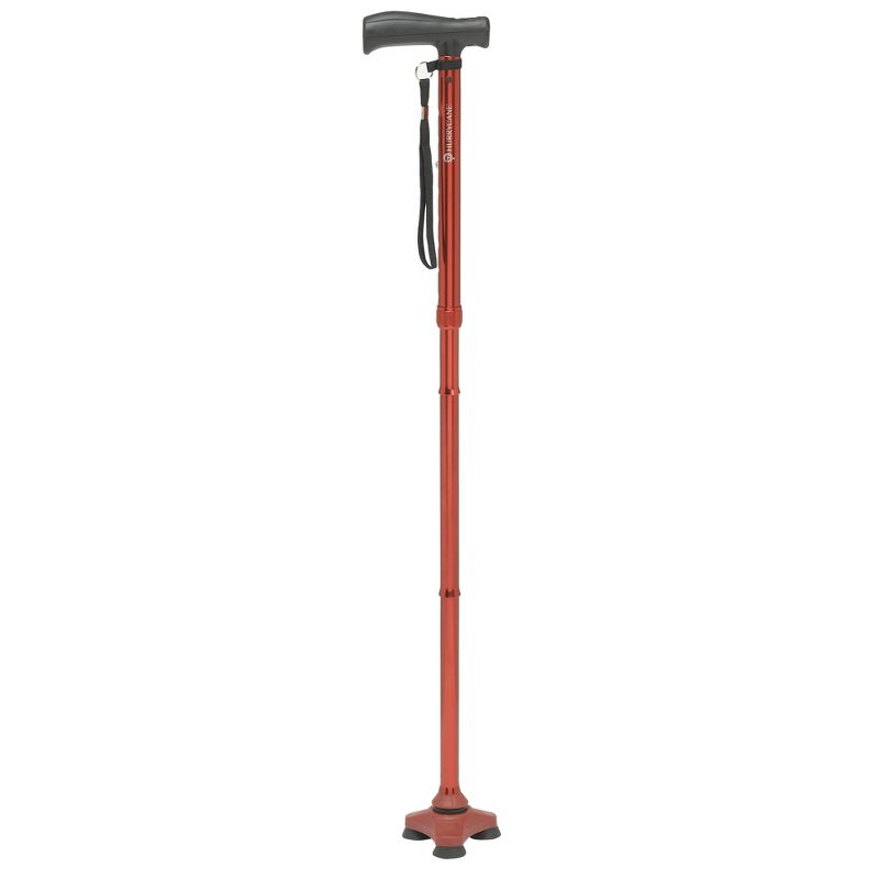 HurryCane Freedom Edition Folding Cane with T Handle, Red