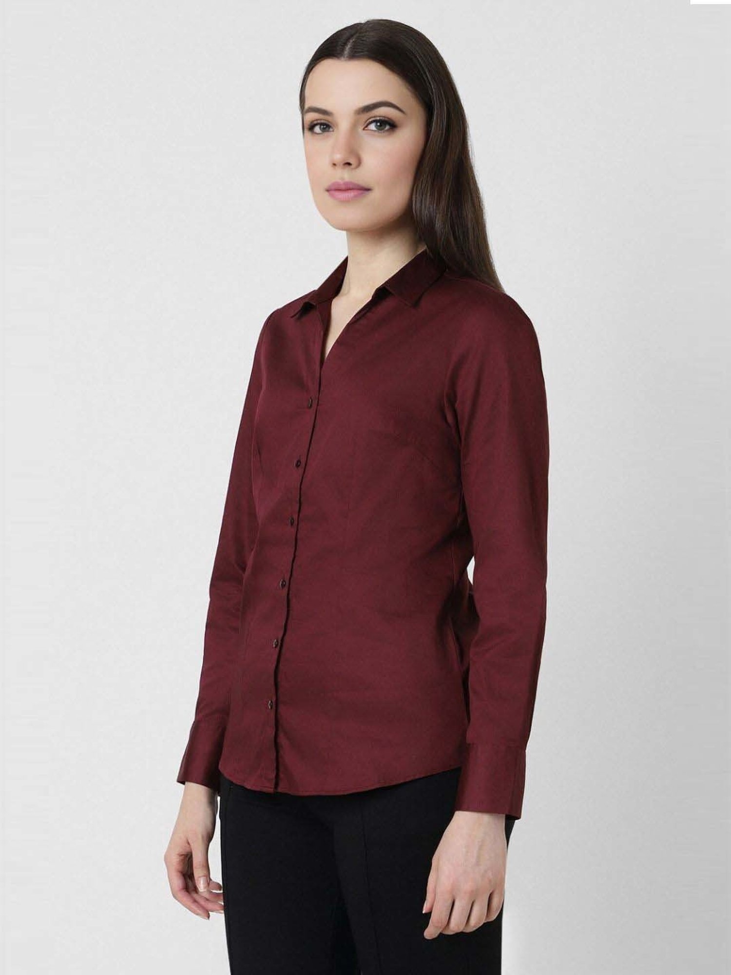 Van Heusen Maroon Cotton Shirt