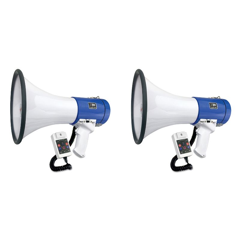 Nippon America Rechargeable Megaphone Speaker w/ Built In Siren, 50 Watts (2 Pack)
