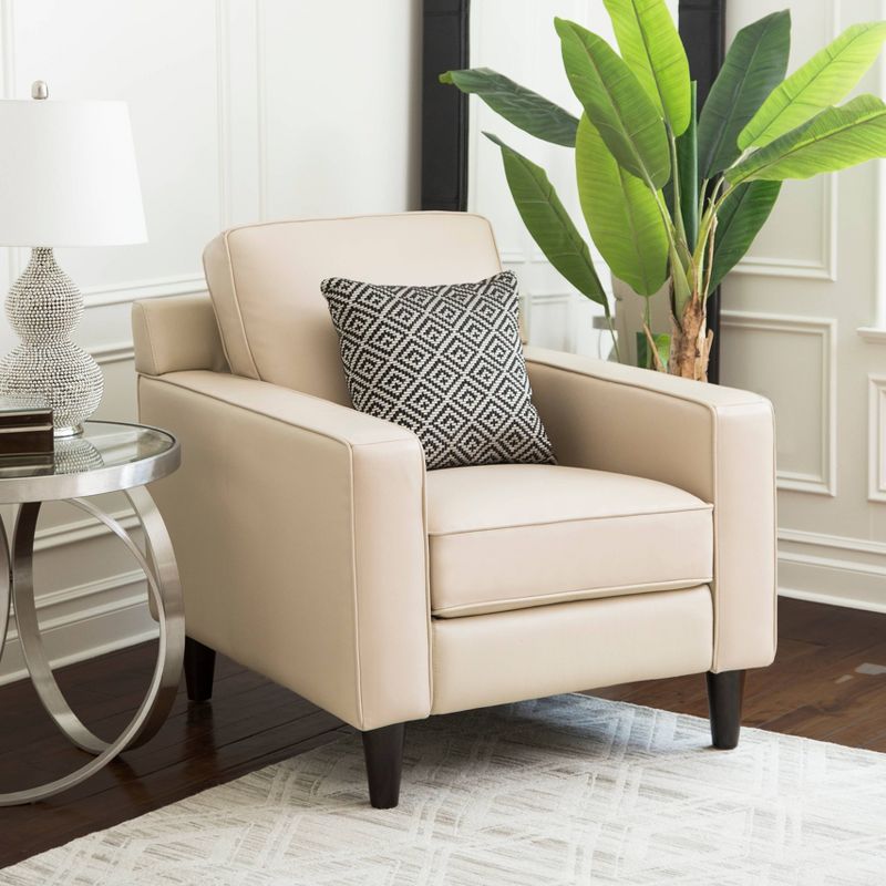 3pc Olivia Top Grain Leather Seating Set Cream - Abbyson Living