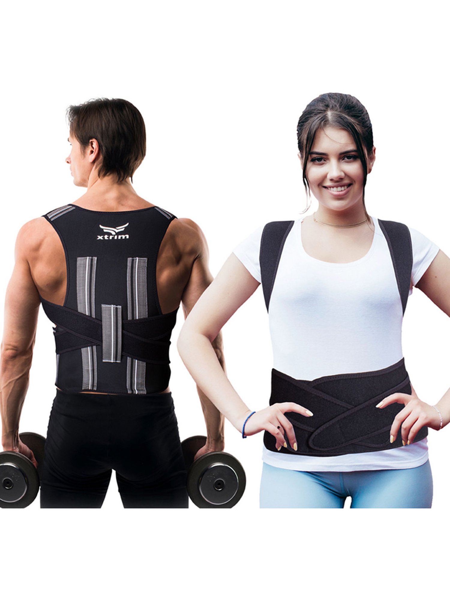 Xtrim Posture Corrector For Men & Women (Black) Size - XL