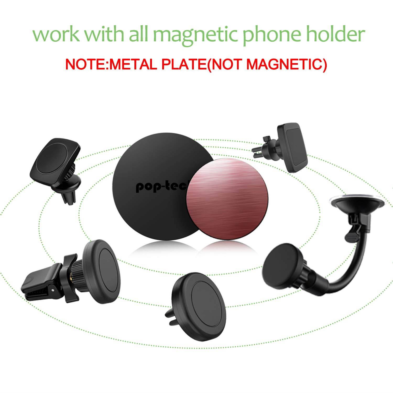 8 Pack Mount Metal Plates for Airbag Collapsible Grip & Stand, Pop-Tech MagicPlate with 3M VHB Strong Sticky Adhesive Metal Disc Replacement Kit for Magnetic Phone Car Mount/Magnet Cradle Holder