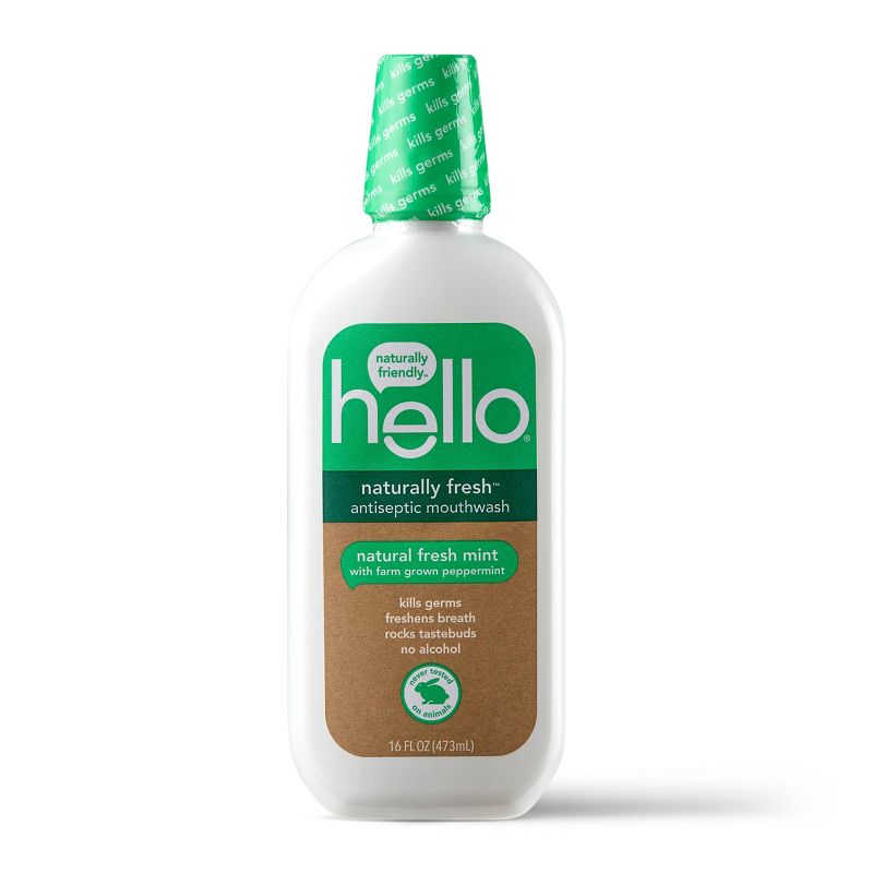 hello Naturally Fresh Antiseptic Mouthwash , Alcohol Free and Vegan , 473ml