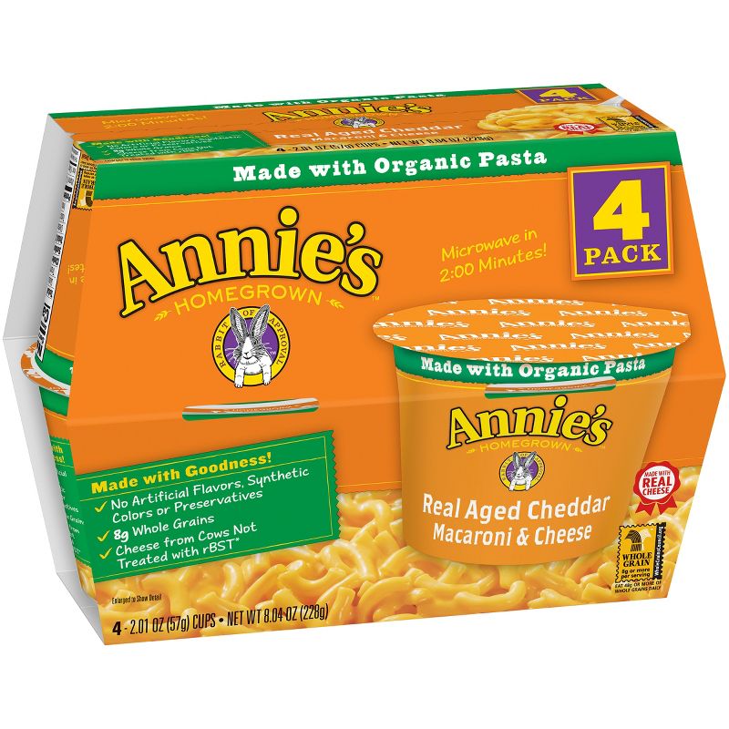 Annie's Real Aged Cheddar Single Serving Microwavable Macaroni & Cheese Cup 4 ct