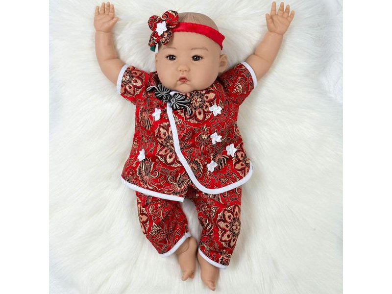 Paradise Galleries Lifelike Reborn Baby Doll Mei, 20 inch Girl in GentleTouch Vinyl & Weighted Body, 4-Piece Set