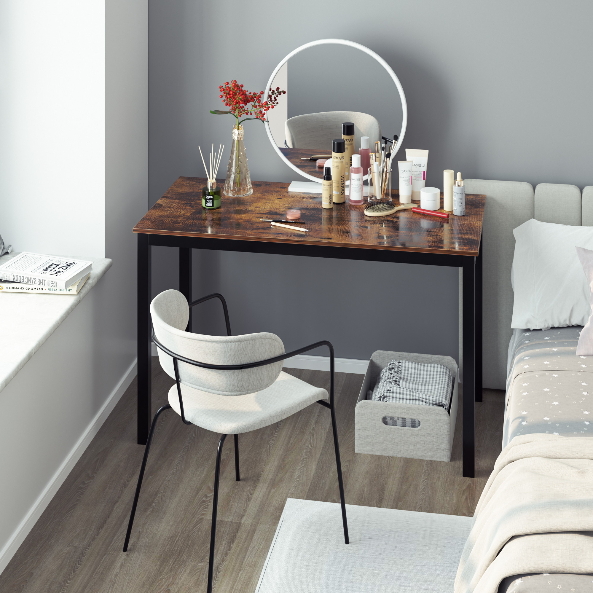 Computer Desk Home Office Desk Gaming Desk Large Corner Writing Black Student Art Modren Sturdy Simple Style PC Wood and Metal Desk Workstation for Small Space,Vintage