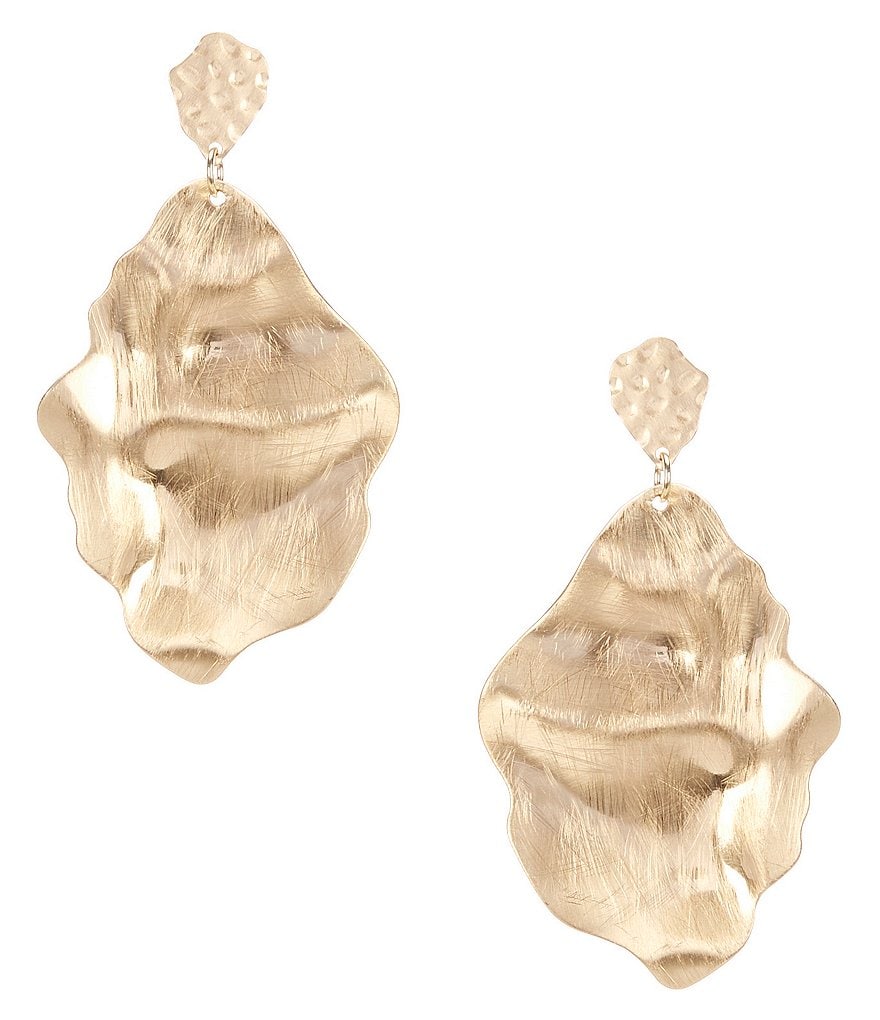 Natasha Accessories Wavy Metal Drop Earrings