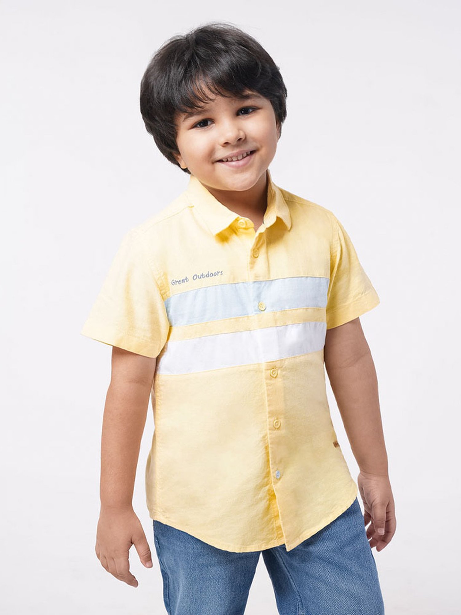 Ed-a-Mamma Kids Yellow Cotton Cut N Sew Shirt