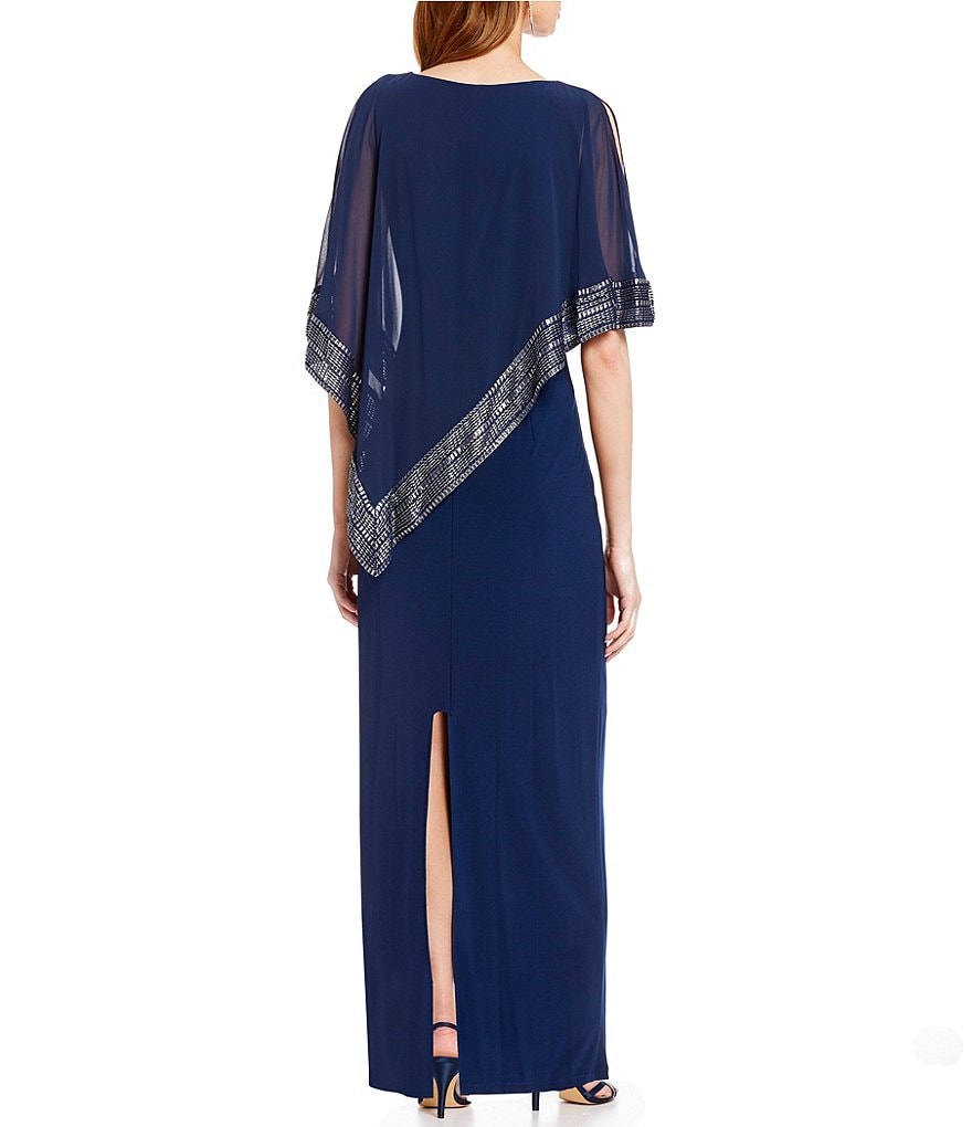 Ignite Evenings Asymmetrical 3/4 Cold Shoulder Sleeve Popover Sheath Dress