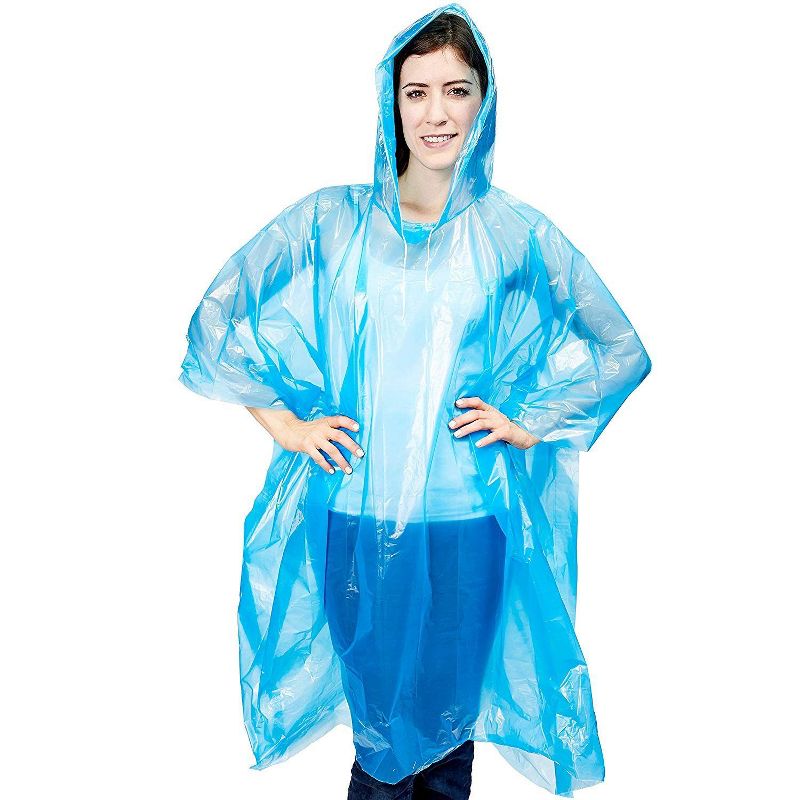 Juvale 10 Pack Adult Rain Poncho w/ Drawstring, Raincoats for Camping, Hiking, Sport or Outdoors (5 Colors)