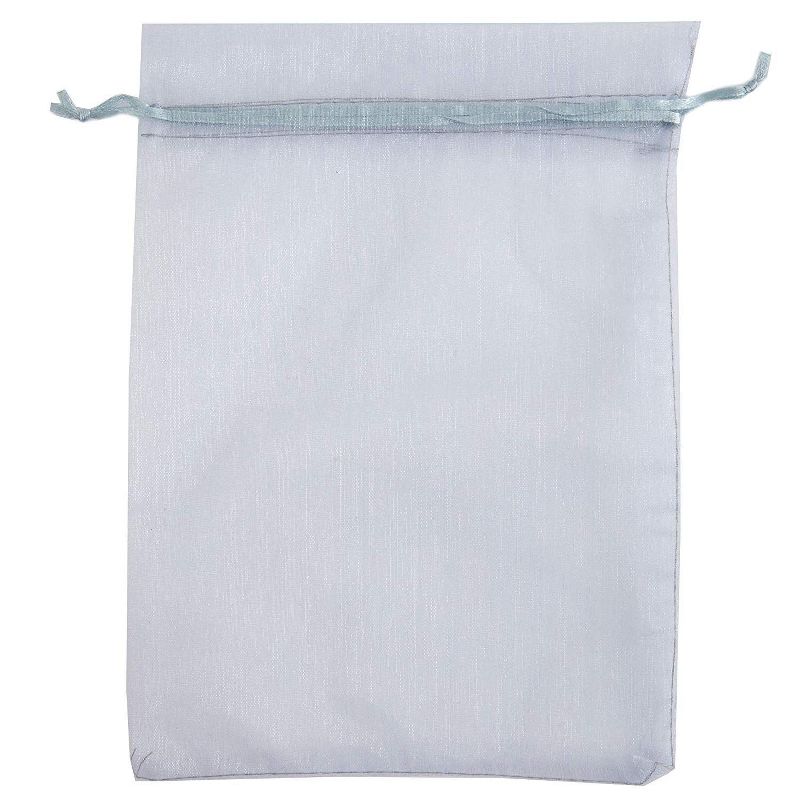 Sparkle and Bash 100PCS 10" Organza Bags Silver Wedding Favor Bags with Drawstring Premium Jewelry Pouches Party for Festival Gift and Candy Bags