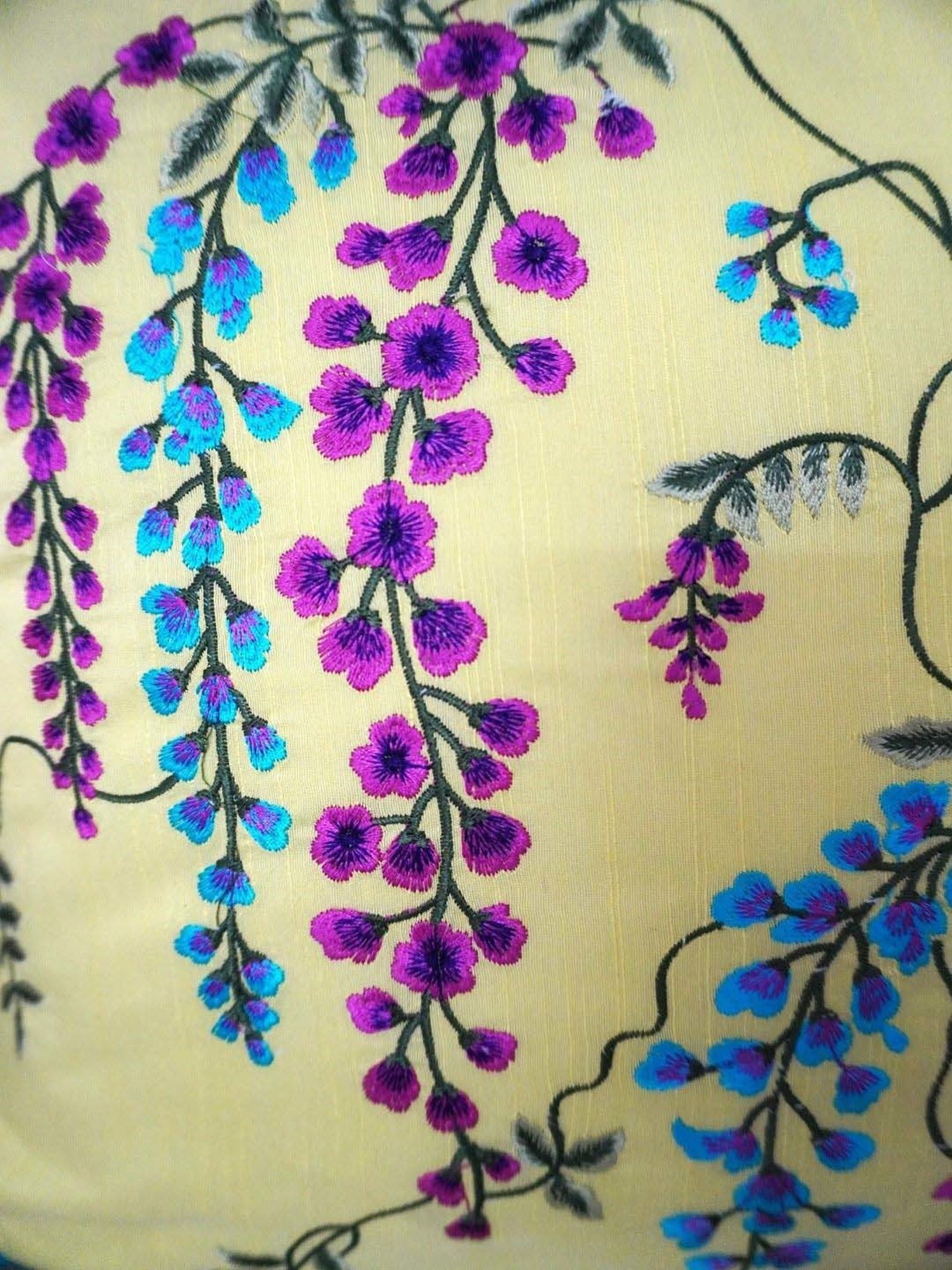 TARA Sparkling Homes Wisteria Yellow Cotton Cushion Cover - Set of 2