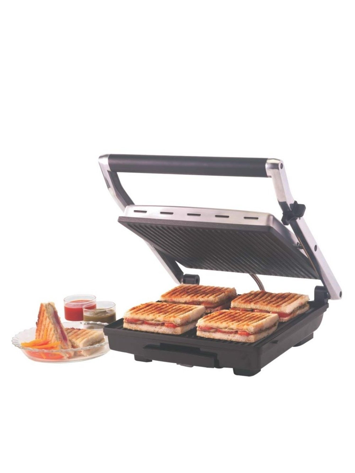 Borosil Sandwich Maker 700W Non Stick Coating (Black)