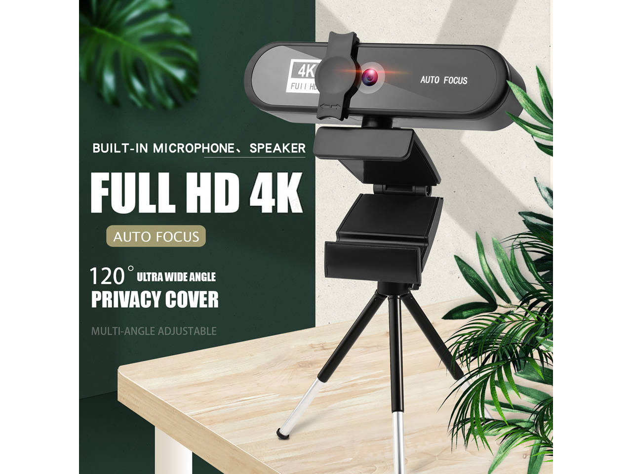 Webcam with Microphone for Desktop, 2K QHD USB Web Cam with Auto Light Correction, Desktop Computer Camera Streaming Camera for Video Conferencing, Teaching, Streaming, and Gaming