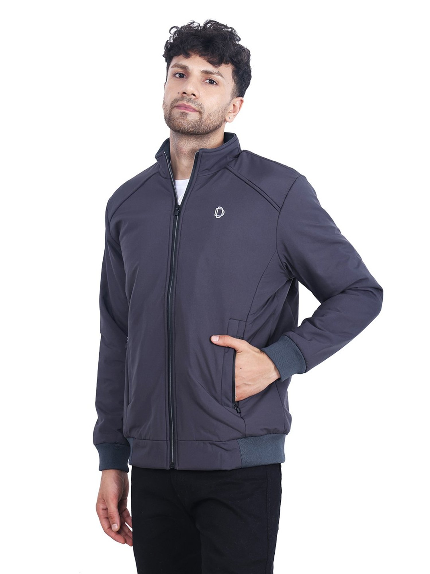 Dollar Slate Grey Regular Fit High Neck Jacket