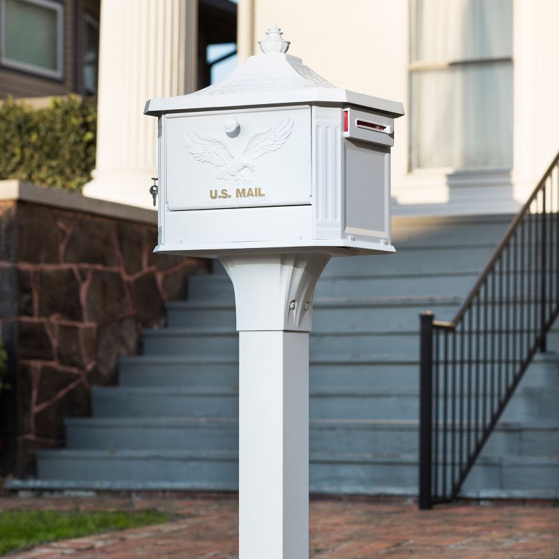 Gibraltar Mailboxes Hamilton Post Mount Mailbox White