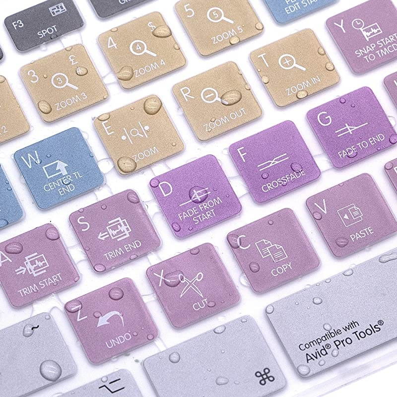 Avid Pro Tools Functional Shortcuts Hot Keys Design Silicone Keyboard Skin Cover for iMac Keyboard G6 with NumberPaid Number pad A1243 MB110LL/B and MB110LL/A[US/EU Layout]