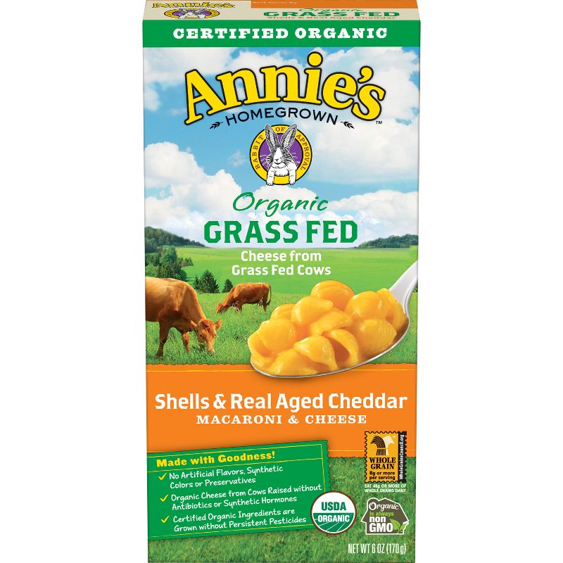 Annie's Organic Grassfed Shells & Real Aged Cheddar Flavor Macaroni & Cheese - 6oz