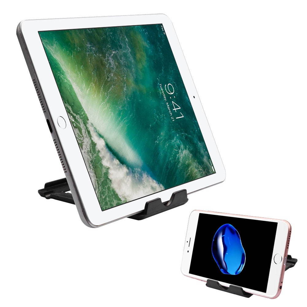 Adjustable Desktop Folding Stand for Smartphone and Tablet - Black