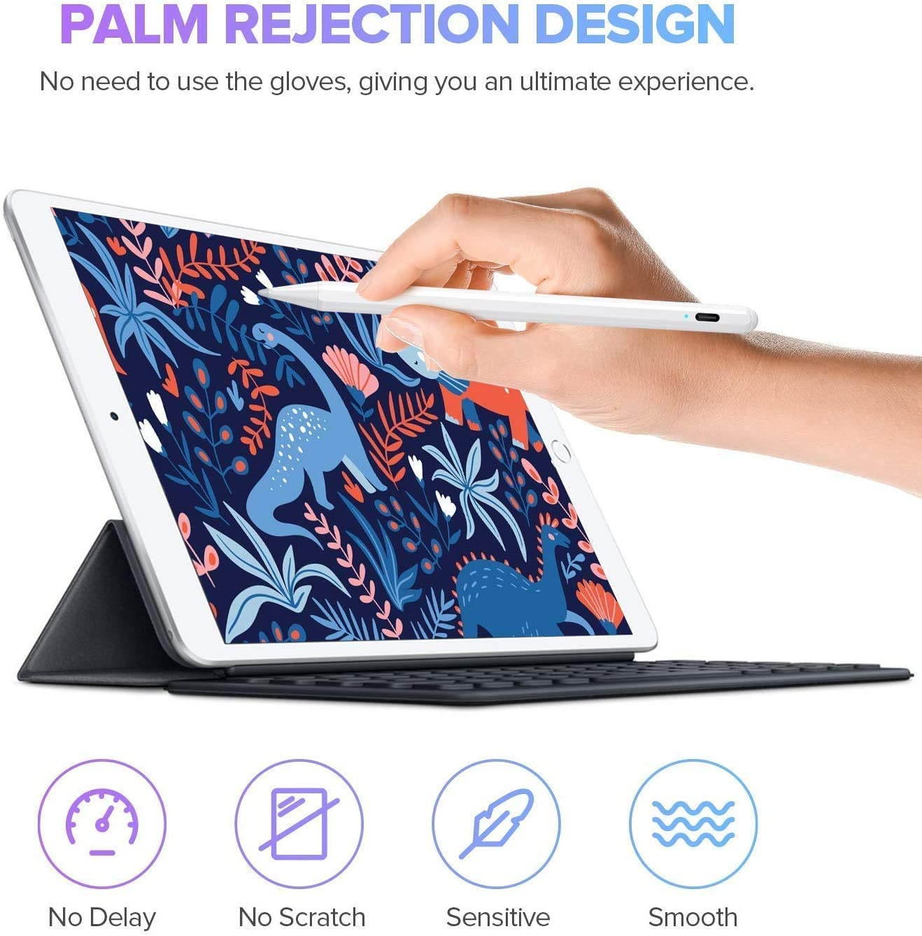 Touch pen for iPad precise writing / drawing with anti palm touch design function active touch pen compatible with iPad series (2018-2020) Apple iPad pro (11 / 12.9 inches) iPad air 3rd / 4th Gen iPad