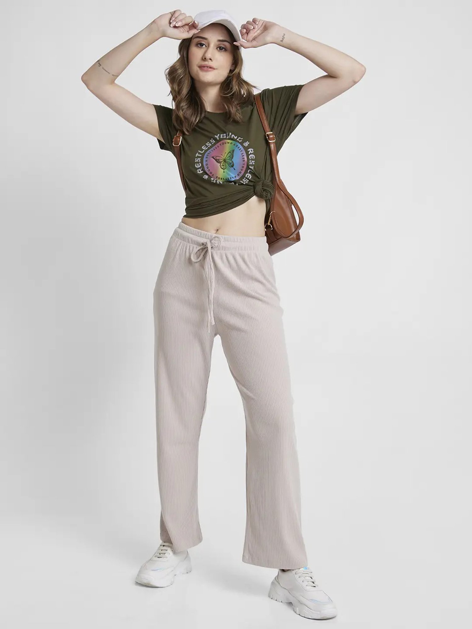 Spykar Beige Relaxed Fit Trackpants