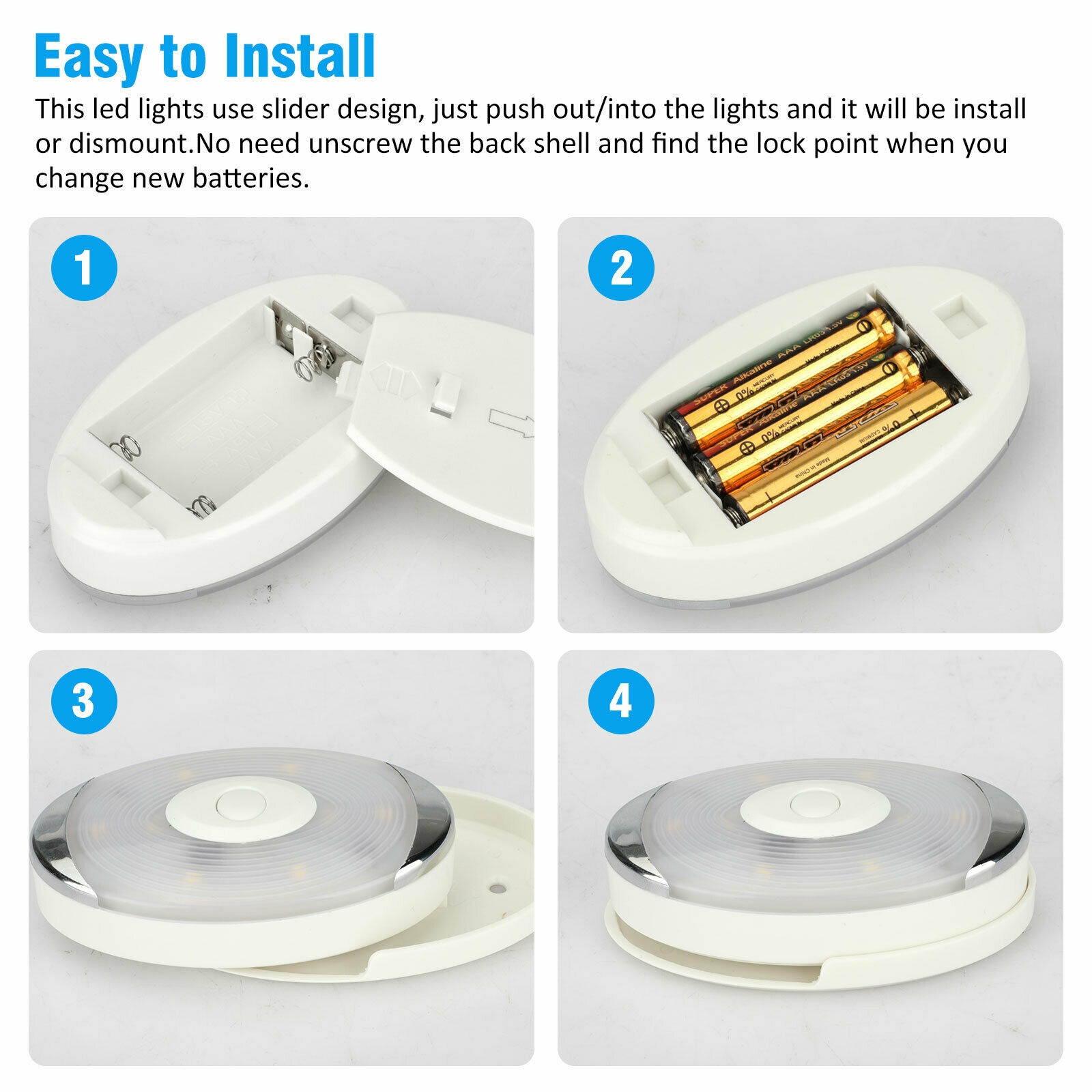 LED Puck Lights Under Cabinet Closet PIR Motion Sensor Kitchen Wall Night Light