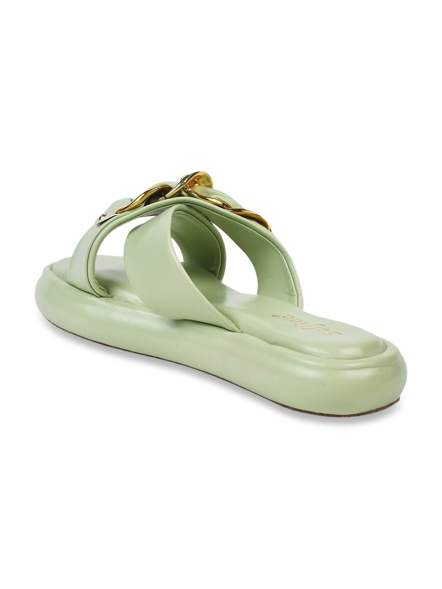 The White Pole Women's Sea Green Cross Strap Sandals