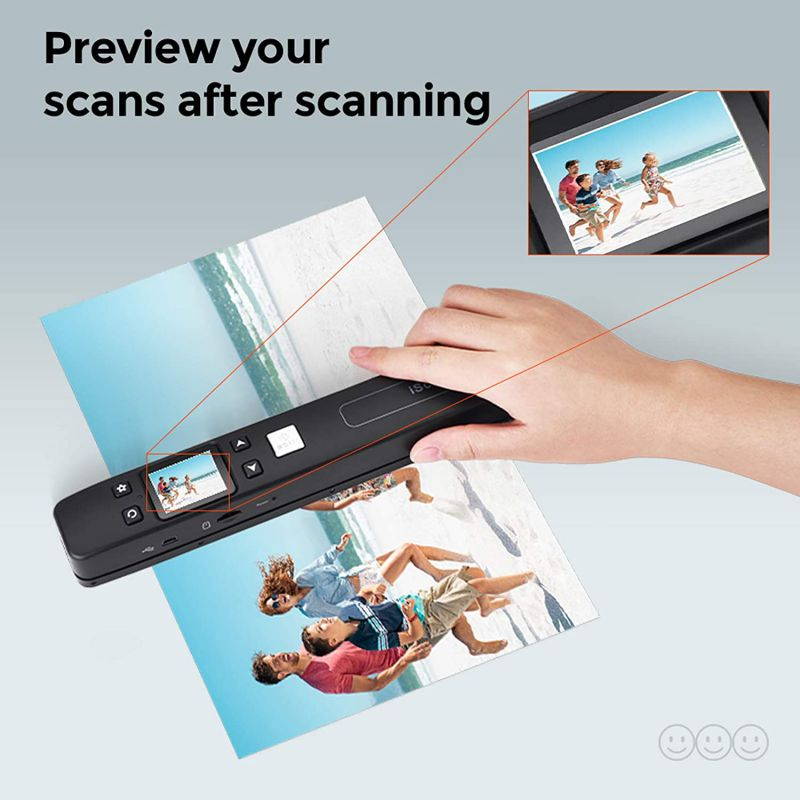 Scanner Portable Handheld Wand Document Book Images 1050DPI Resolution High Speed Scanning A4 Size JPEG PDF Format Colorful LCD Display for Office Business Reciepts