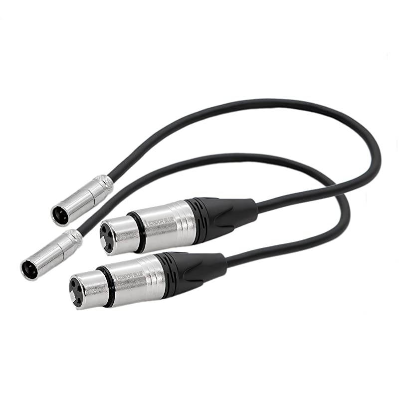 16" Mini XLR Male to XLR Female Audio Cable for BLACKMAGIC Pocket 4K/6K Camera Video Assist | Pro XLR Adapter for Microphones & Mixers. (Black, 16" | 2 Pack)