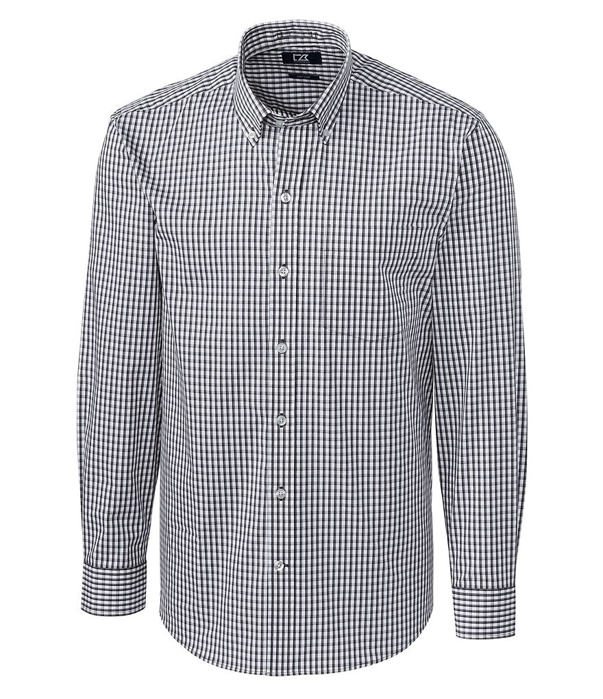Cutter & Buck Big & Tall Easy Care Gingham Stretch Long-Sleeve Woven Shirt