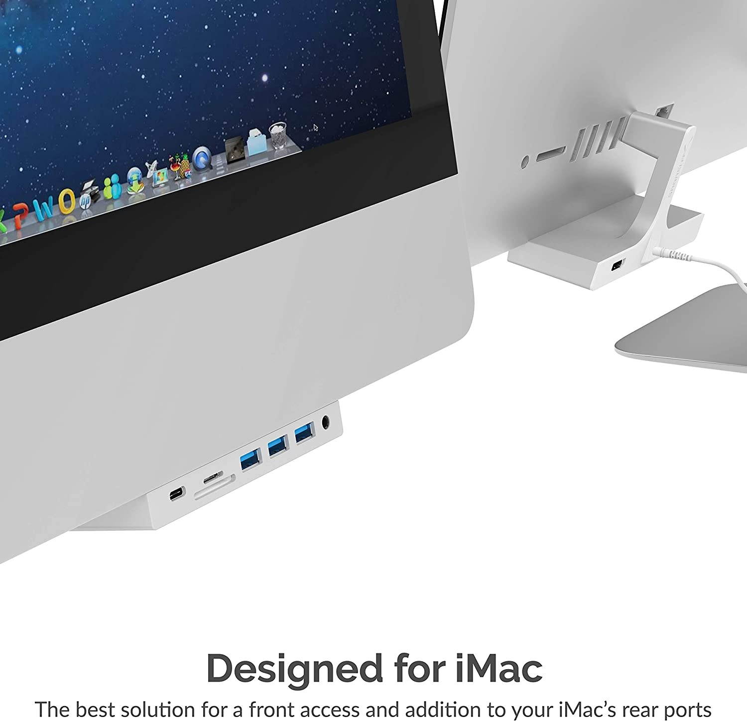 Sabrent Multi-Port iMac Hub with Front Access USB Ports, SD/Micro SD Card Reader, 3.5mm Headphone Jack and Rear HDMI 2.0 Output (iMac 2017 and Later) (HB-SIMC)