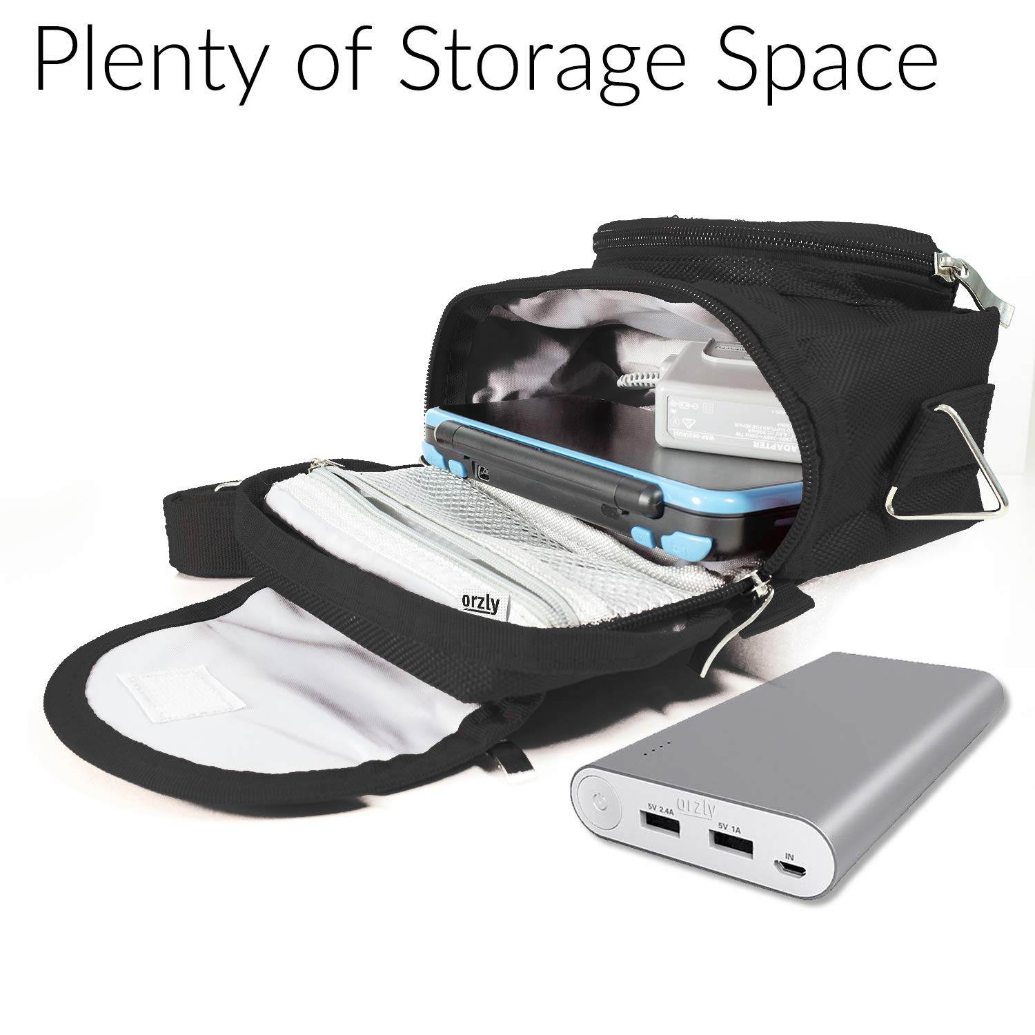 G-HUB Travel bag with Shoulder Strap, Carry Handle, Belt Loop for Nintendo DS Consoles DS / 3DS / DS Lite / 3DS XL / DSi - Black