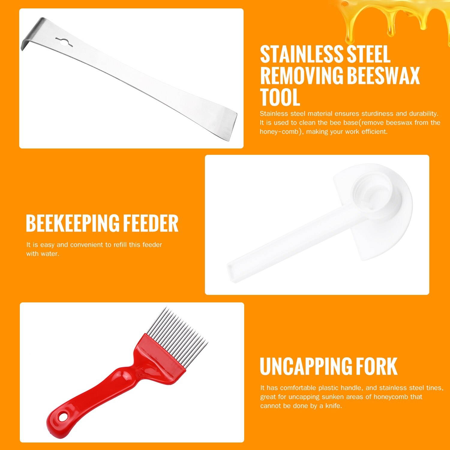 9-Piece Beekeeping Tool Kit Bee Rearing Equipment Includes 1 Bee Repellent Tool 1 Bee Hive Frame Grip 1 Brush 1 Water Feeder
