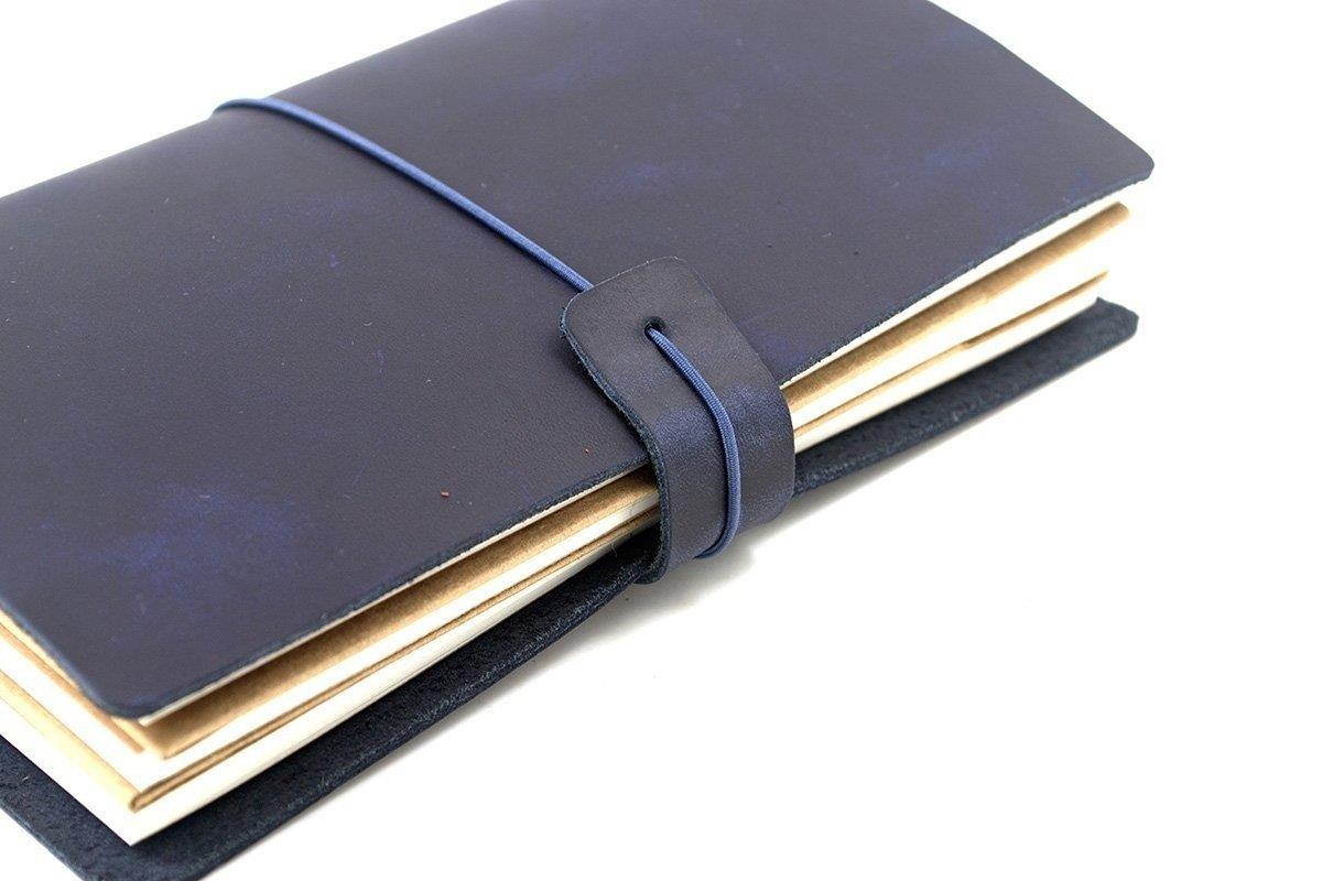 Leather Journal, Handmade Vintage Refillable Travel Diary Writing Notebook Gift for Men & Women 7"x4" Blue