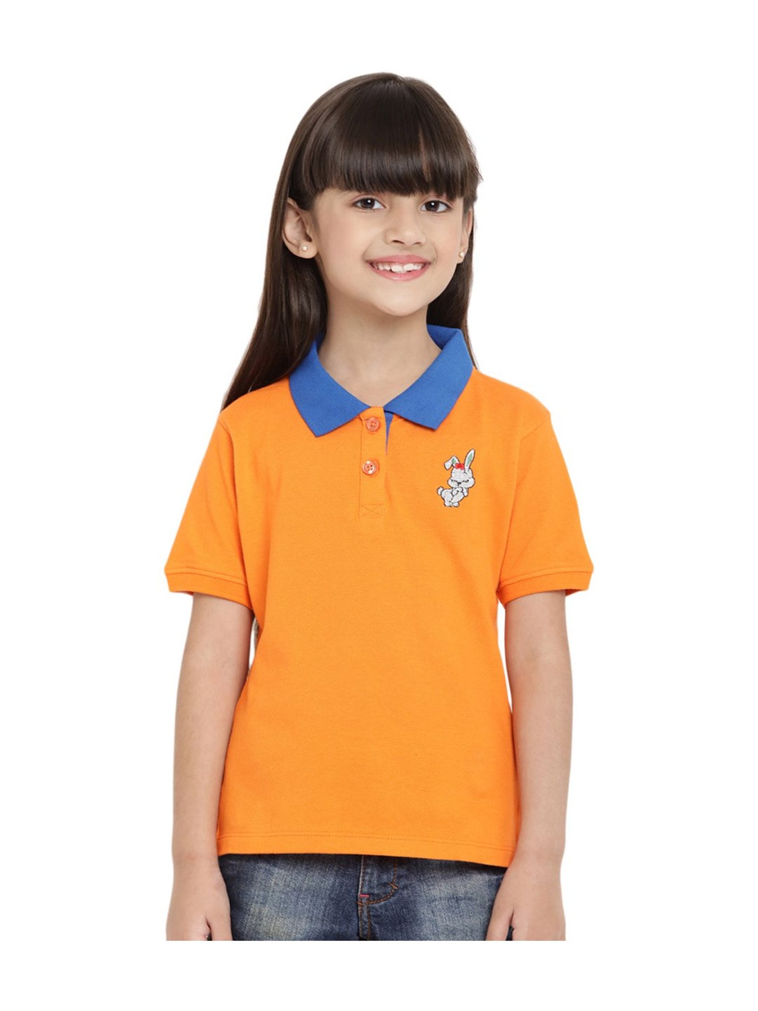 Berrytree Organic Kids Orange Cotton Rabbit Polo T-Shirt
