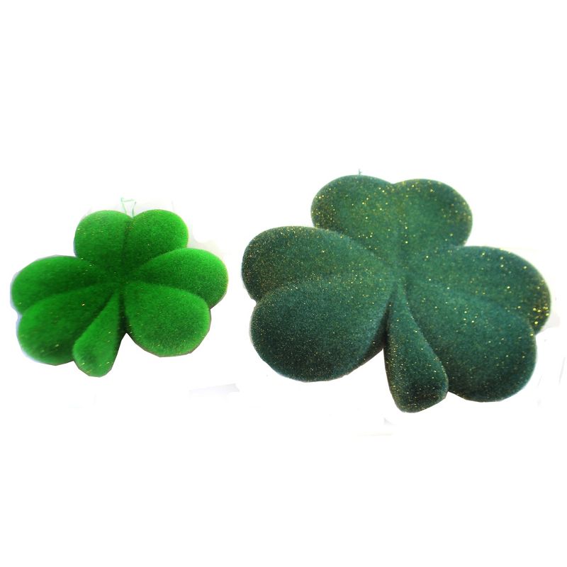Saint Patricks 14.5" . Hanging Shamrocks Set / 2 Decor Decorate Decoration Green  -  Decorative Figurines