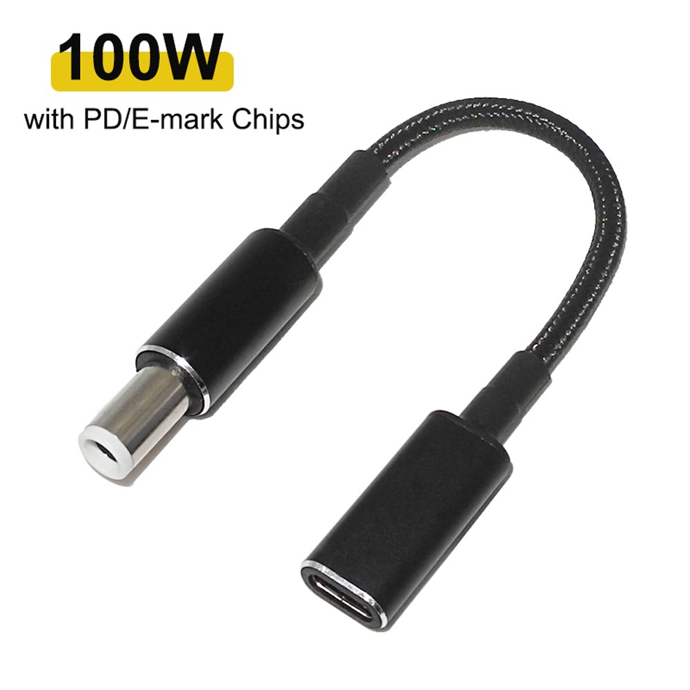 100W USB-C Type C Female to 7.4x5.0mm PD Charger Power Cable for Dell 90W or below Laptops