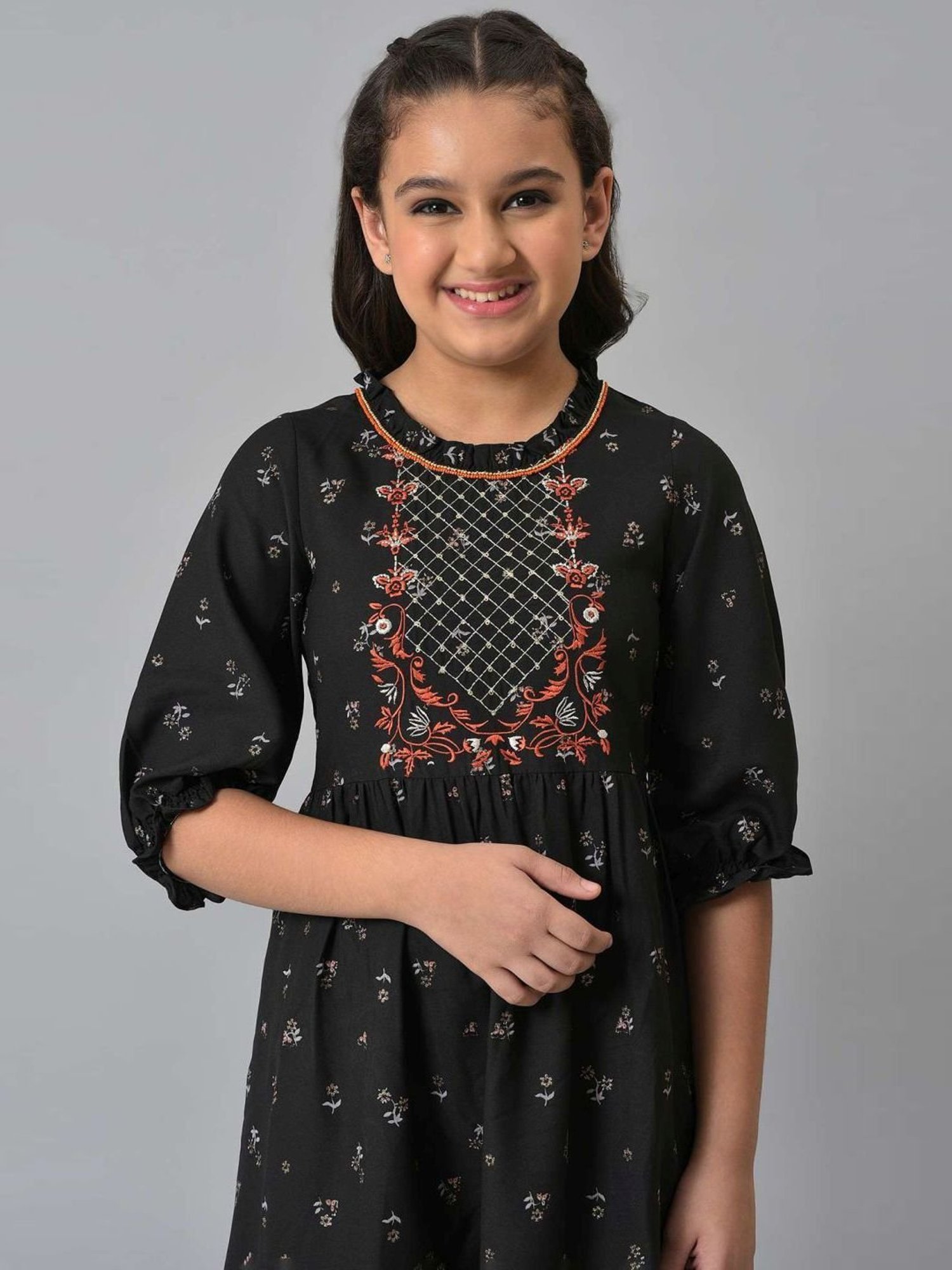 Aurelia Kids Black Printed Dress