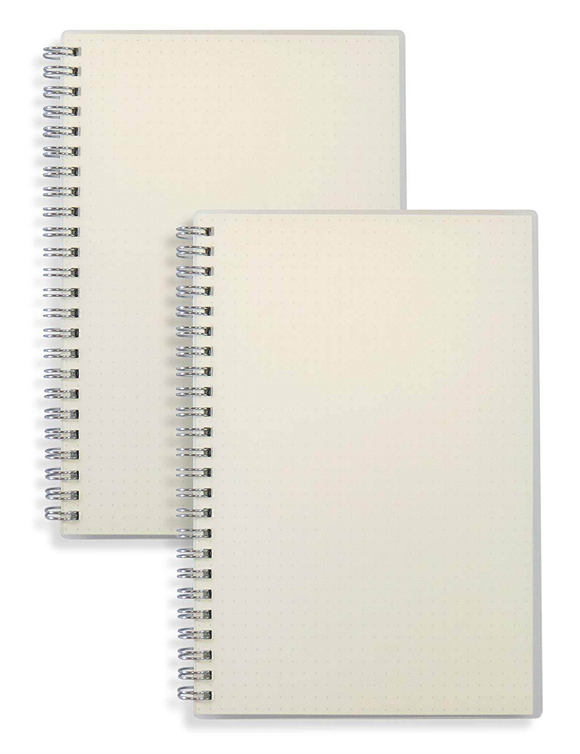 Miliko Transparent Hardcover A5 Size Dot Grid Wirebound/Spiral Notebook-2 Per Pack (Dot Grid), A5 8.27inX5.67in