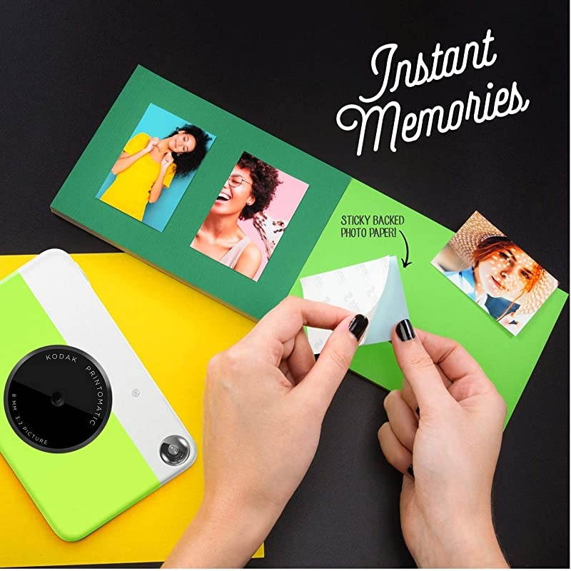 KODAK Printomatic Digital Instant Print Camera - Full Color Prints On  2x3" Sticky-Backed Photo Paper (Green) Print Memories Instantly