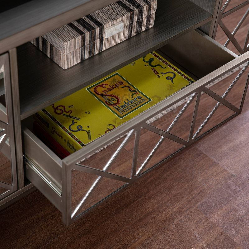 Binsprai Storage Media Stand for TVs upto 60" Silver - Aiden Lane