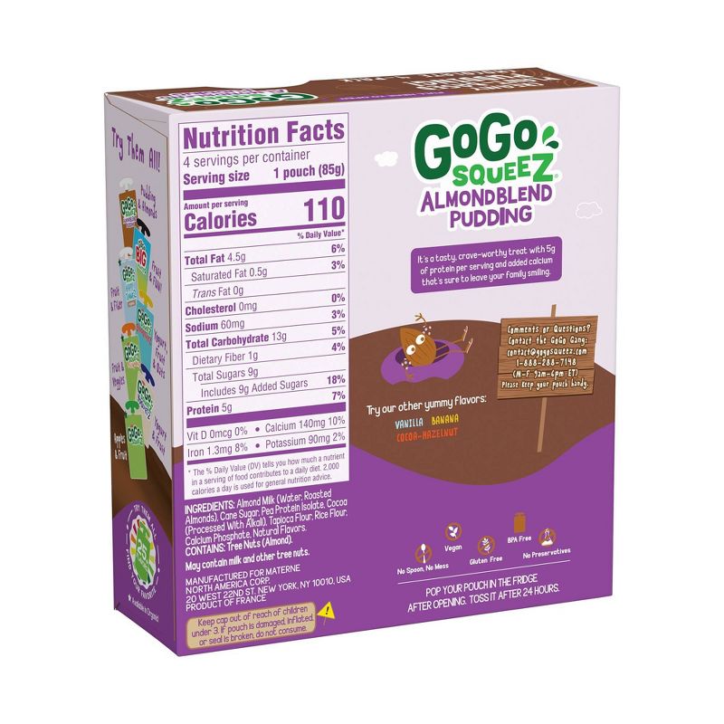 GoGo SqueeZ Almond Blend Chocolate Pudding - 3oz/4ct