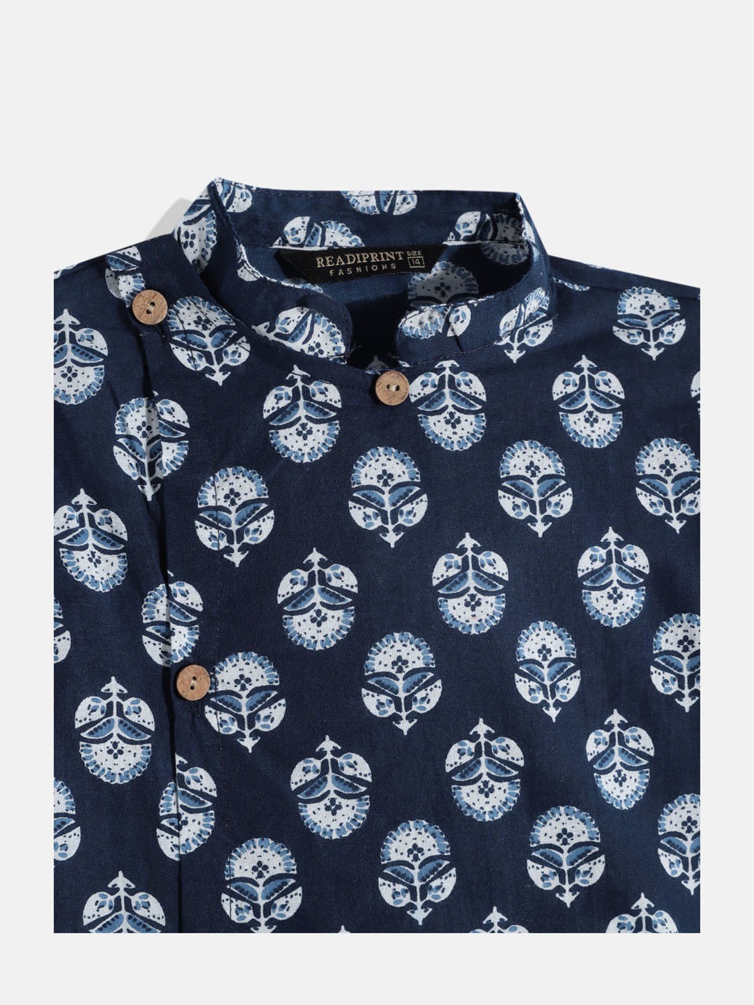 READIPRINT FASHIONS Kids Navy & White Floral Print Full Sleeves Kurta With Pyjamas