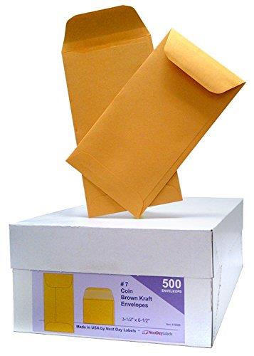 Box of 500# 7 Coin Brown Kraft Envelopes, for Small Parts, Cash Etc.
