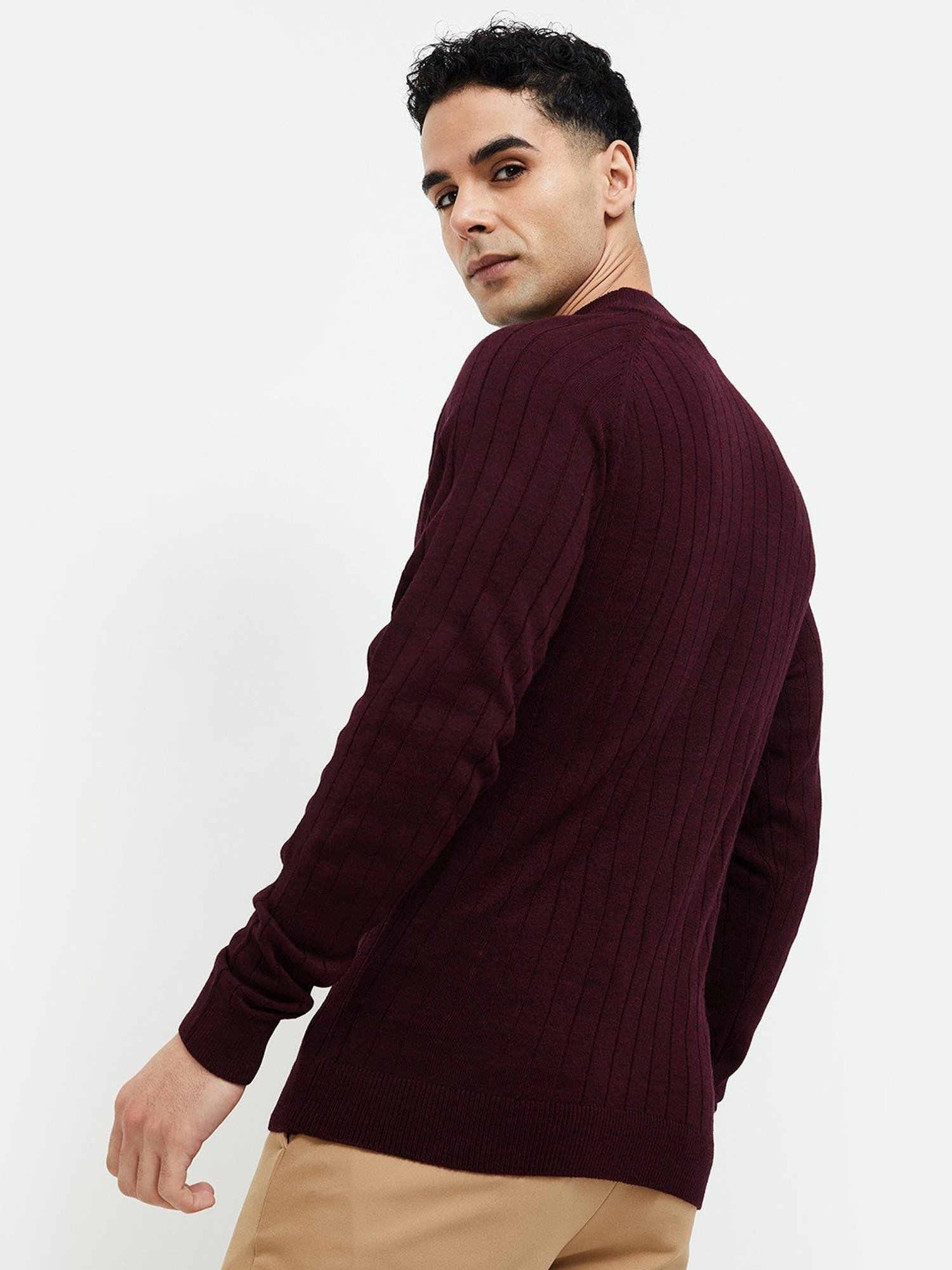 Code By Lifestyle Red Regular Fit Sweater