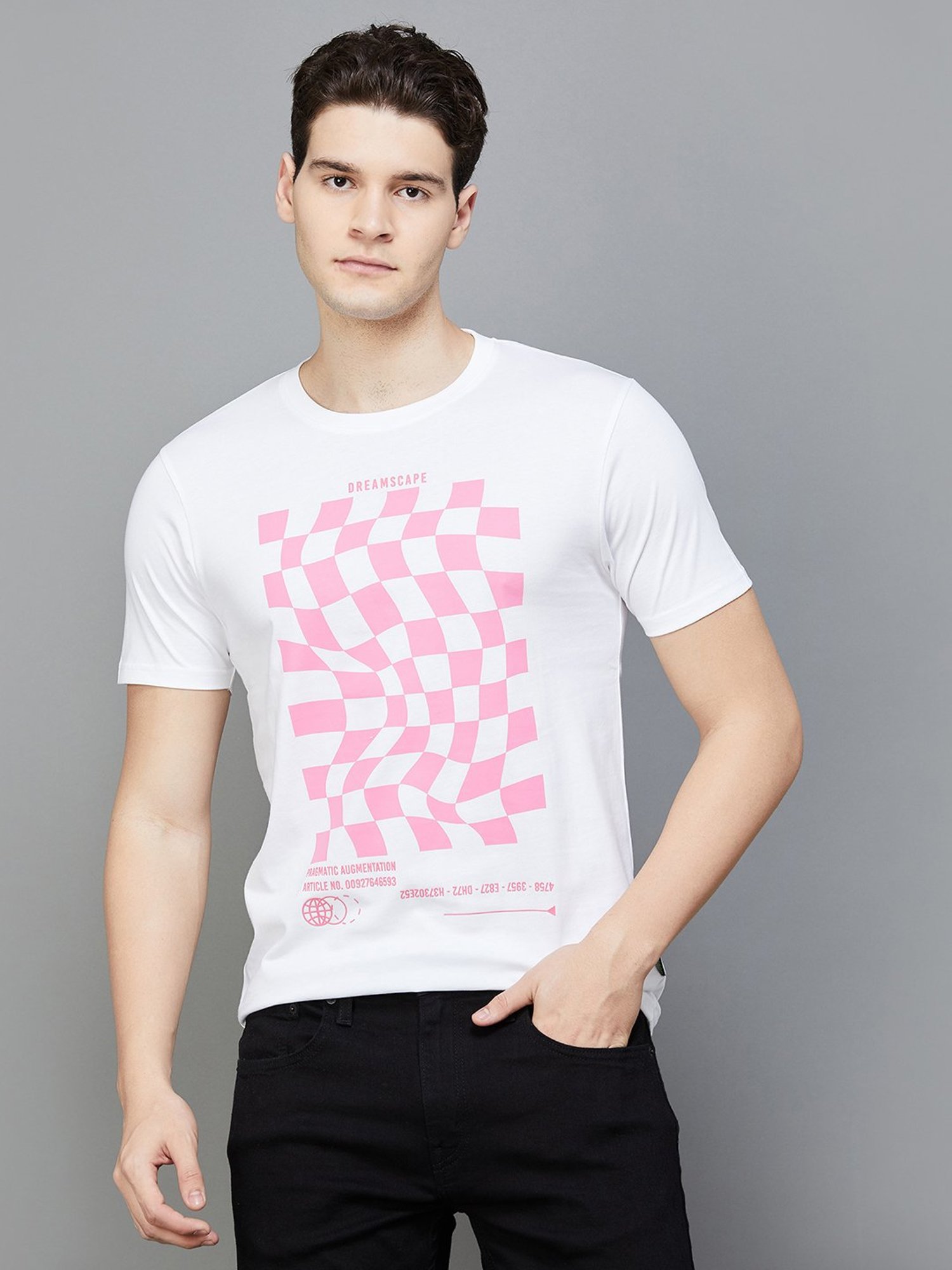 BOSSINI White Regular Fit Printed Crew T-Shirt